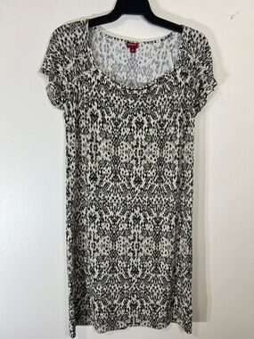 Merona Black and Cream Animal Print Top